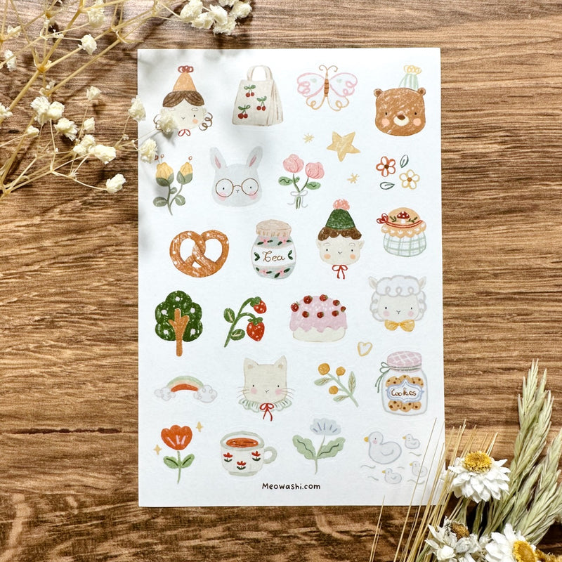 Meowashi Studio - Cute Doodles Washi Sticker Sheet