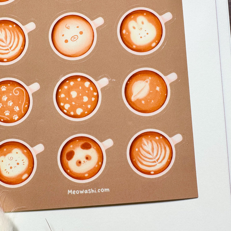 Meowashi Studio - Cute Latte Art Vinyl Sticker