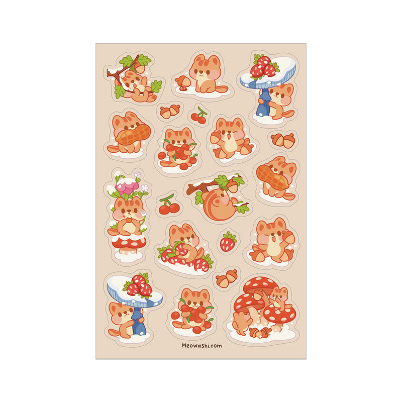 Meowashi Studio - Cute Winter Forest Chipmunks Sticker Sheet