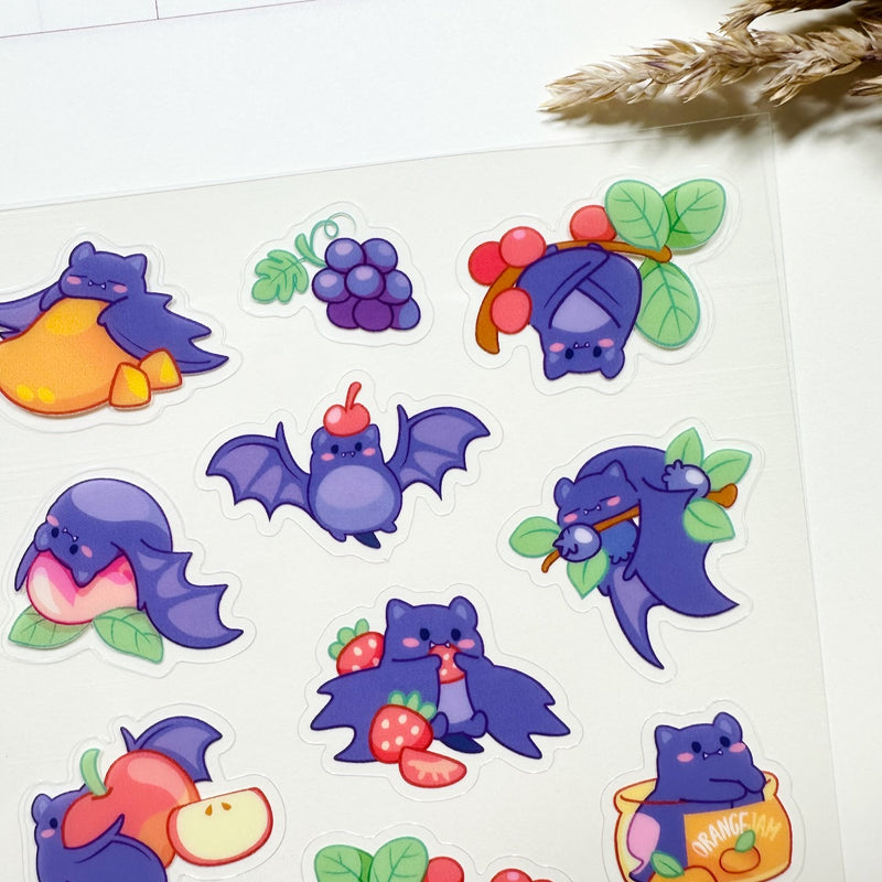 Meowashi Studio - Fruit Bat Clear Sticker Sheet