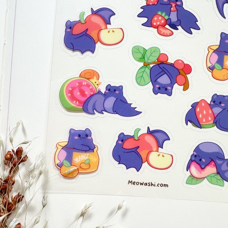 Meowashi Studio - Fruit Bat Clear Sticker Sheet