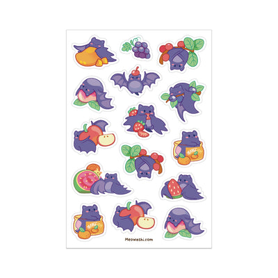 Meowashi Studio - Fruit Bat Clear Sticker Sheet