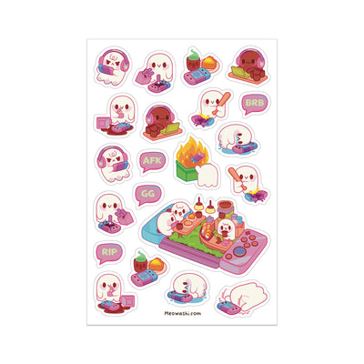 Meowashi Studio - Gaming Ghost Sticker Sheet