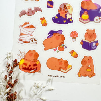 Meowashi Studio - Halloween Capybara Clear Sticker Sheet