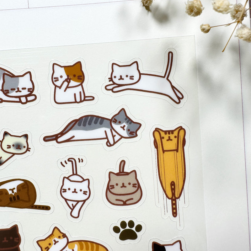Meowashi Studio - Idle Cats Clear Sticker Sheet