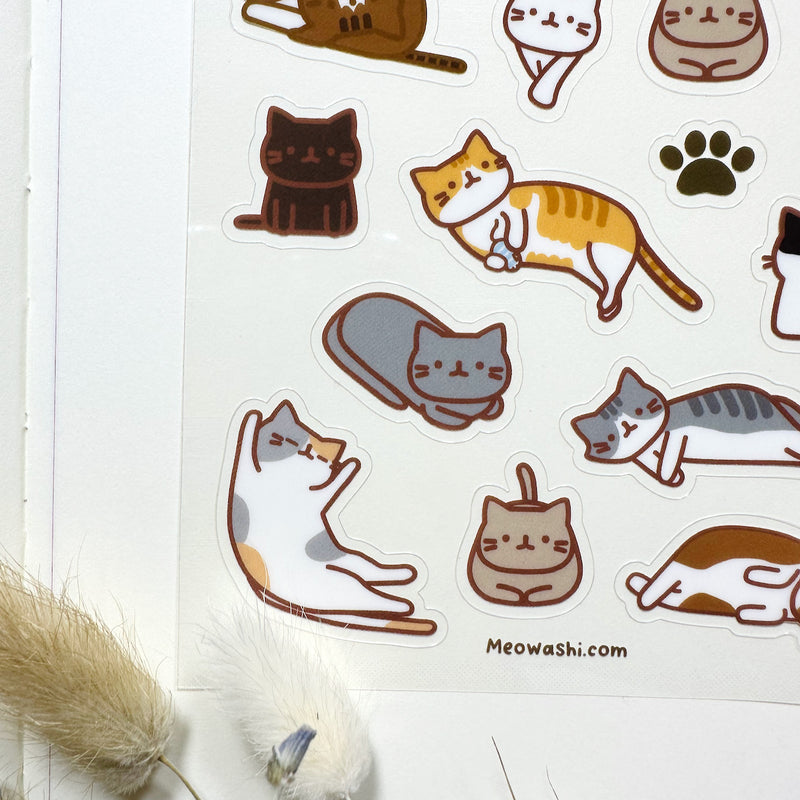 Meowashi Studio - Idle Cats Clear Sticker Sheet