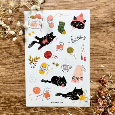 Meowashi Studio - Love Knitting Washi Sticker Sheet