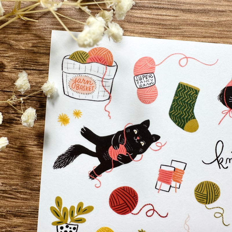 Meowashi Studio - Love Knitting Washi Sticker Sheet