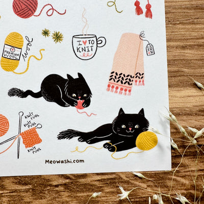 Meowashi Studio - Love Knitting Washi Sticker Sheet