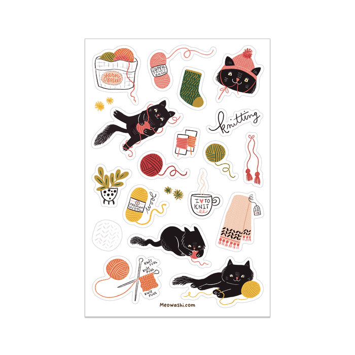 Meowashi Studio - Love Knitting Washi Sticker Sheet