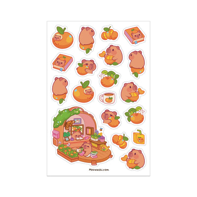 Meowashi Studio - Orange Capybara Sticker Sheet
