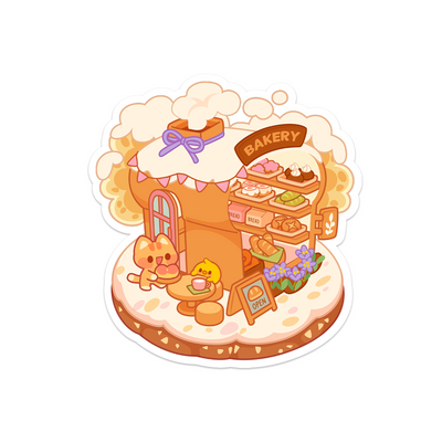 Meowashi Studio - Orange Tabby Cat Bakery Waterproof Vinyl Sticker