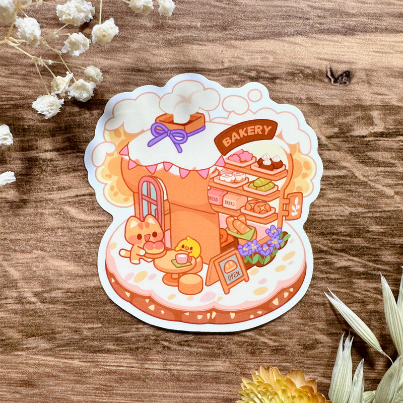 Meowashi Studio - Orange Tabby Cat Bakery Waterproof Vinyl Sticker