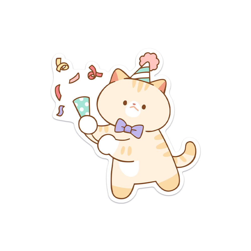 Party Cat Sticker Party Cat I Waterproof Vinyl Sticker – Meowashi