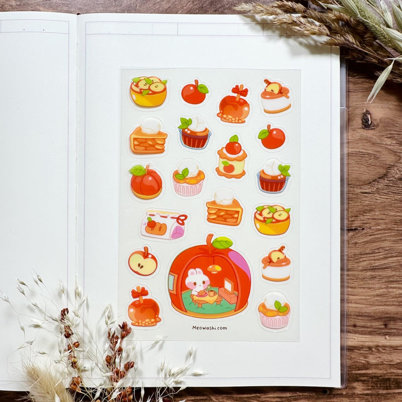 Meowashi Studio - Rabbit Apple House Clear Sticker Sheet