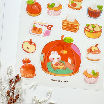 Meowashi Studio - Rabbit Apple House Clear Sticker Sheet