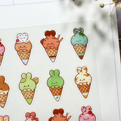 Meowashi Studio - Rabbit Ice Cream Clear Sticker Sheet