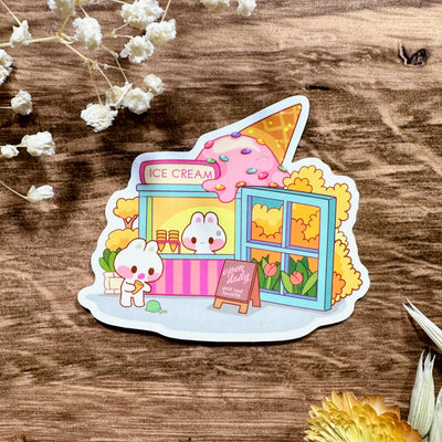 Meowashi Studio - Rabbit Ice Cream Shop Waterproof Vinyl Sticker