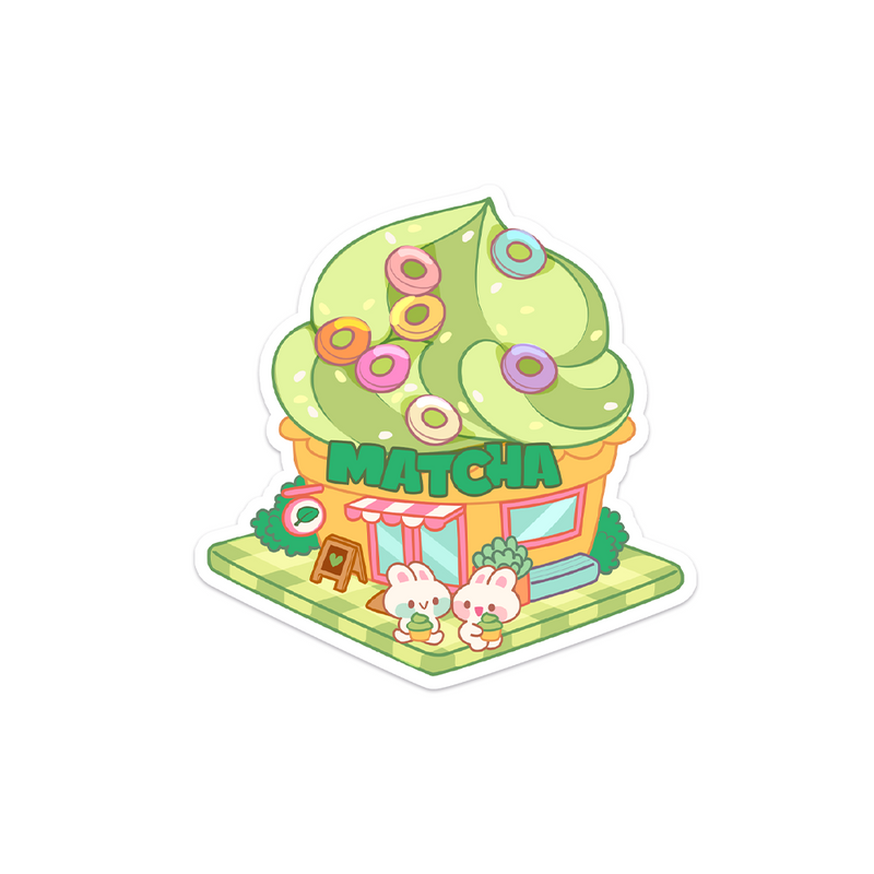 Meowashi Studio - Rabbit Matcha Ice Cream Shop Waterproof Vinyl Sticker