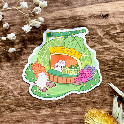 Meowashi Studio - Rabbit Melon Juice Shop Waterproof Vinyl Sticker