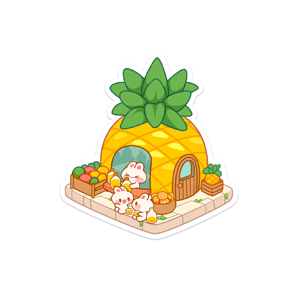 Rabbit Pineapple Juice Shop Waterproof Vinyl Sticker – Meowashi