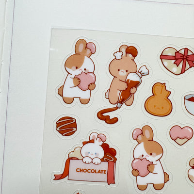 Meowashi Studio - Rabbit and Chocolate Clear Sticker Sheet