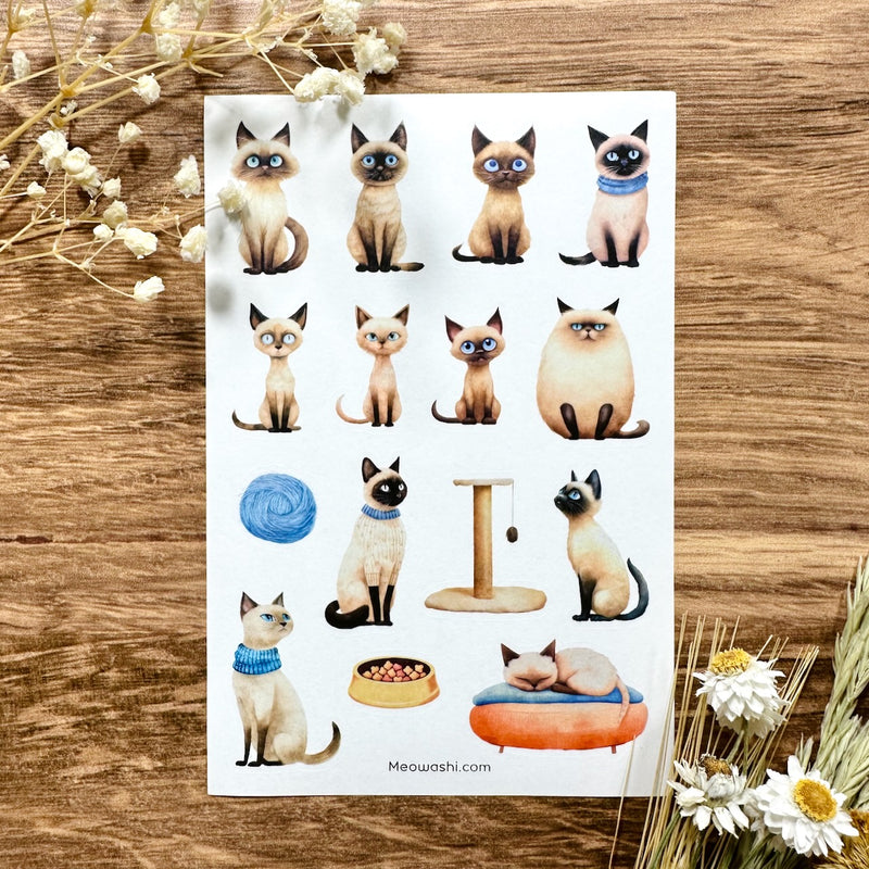 Meowashi Studio - Siamese Cat Washi Sticker Sheet