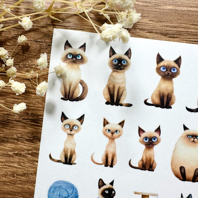 Meowashi Studio - Siamese Cat Washi Sticker Sheet