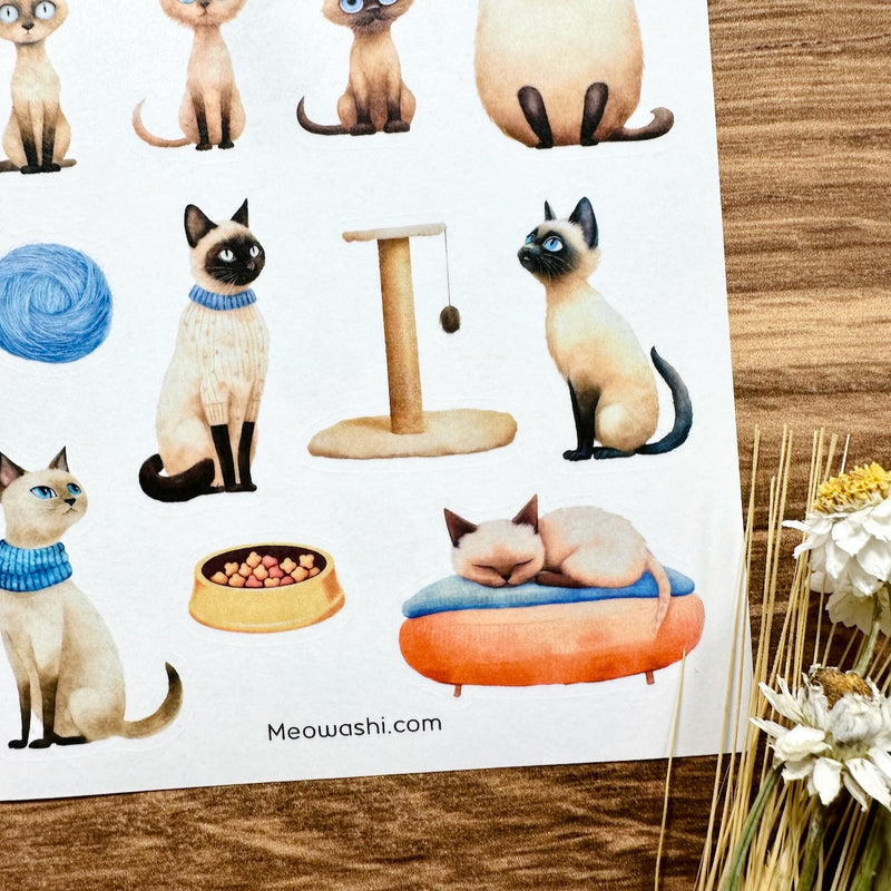 Meowashi Studio - Siamese Cat Washi Sticker Sheet