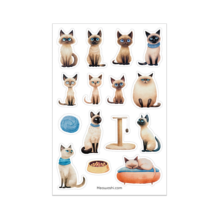 Meowashi Studio - Siamese Cat Washi Sticker Sheet