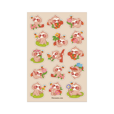 Meowashi Studio - Sloth and Flower Sticker Sheet