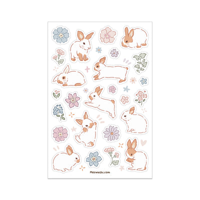 Marshmallow Bunny and Strawberry Vinyl Sticker Sheet – Meowashi