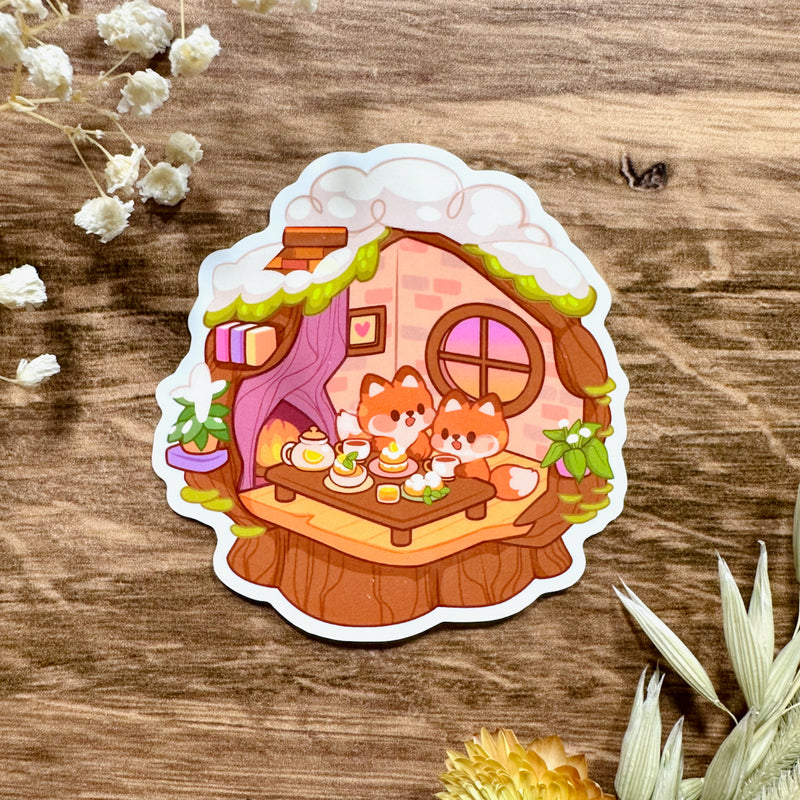 Meowashi Studio - Tea Time in Tree House Waterproof Vinyl Sticker