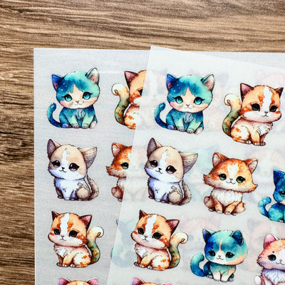 Meowashi Studio - Watercolor Cats Rub-on Transfer Sticker