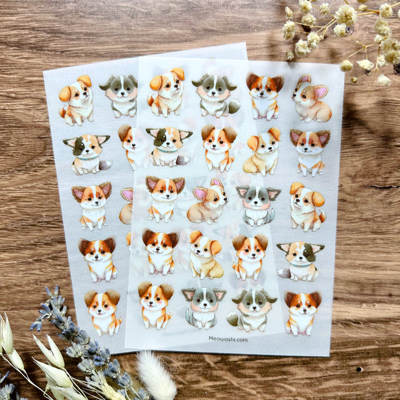 Meowashi Studio - Watercolor Dogs Rub-on Transfer Sticker