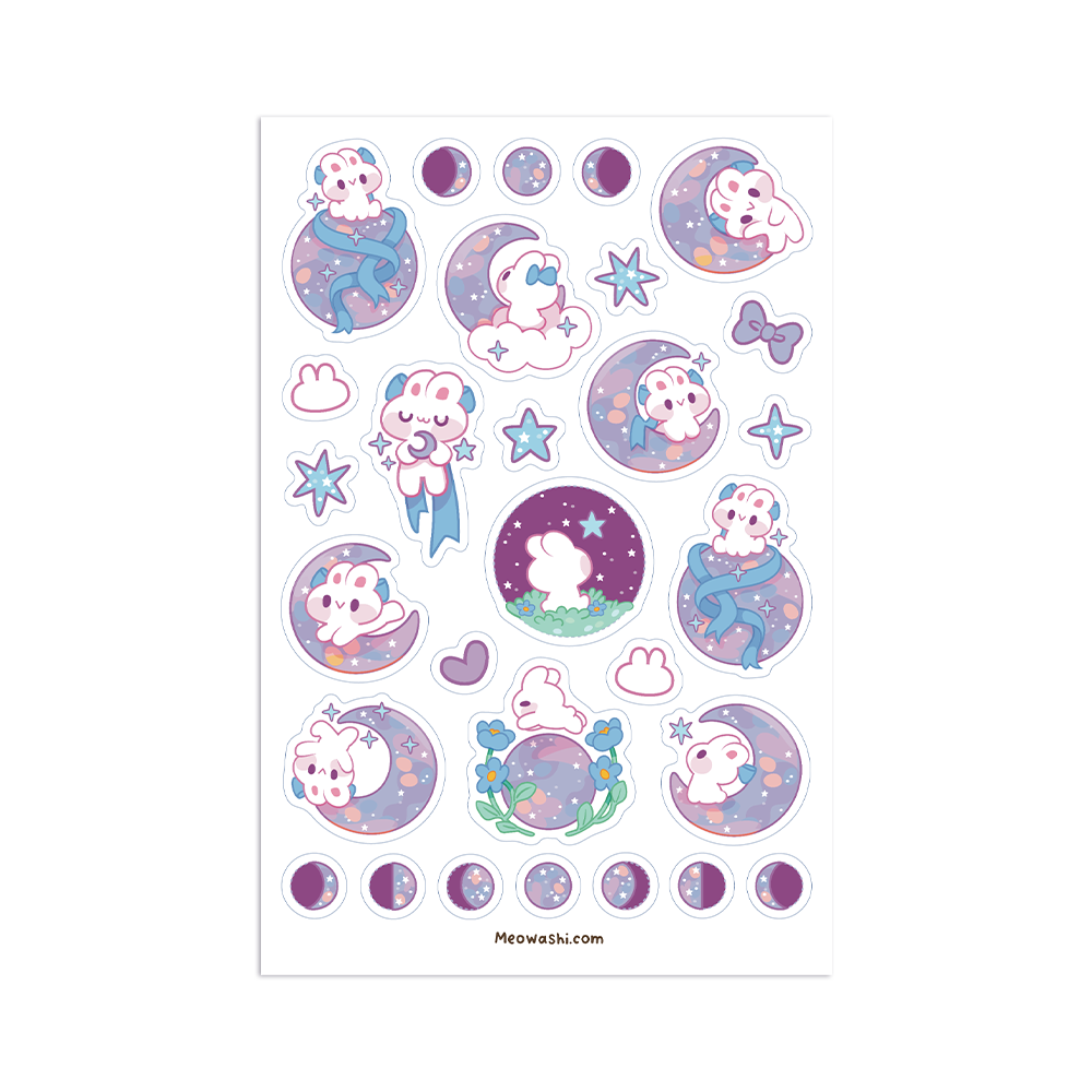 White Rabbit and the Moon Sticker Sheet – Meowashi