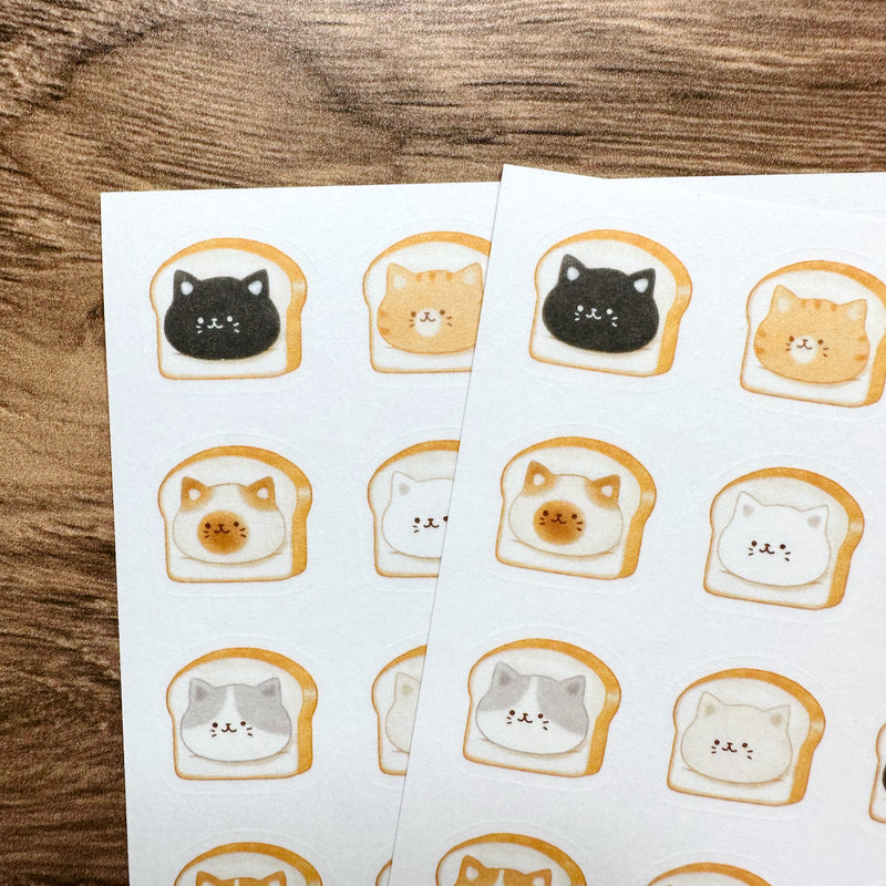 Meowashi Studio - White Toast Cat Washi Sticker Sheet