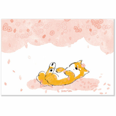 Active Corporation x Momoro Postcard - Shiba Dog and Cherry Blossom PZ-88h