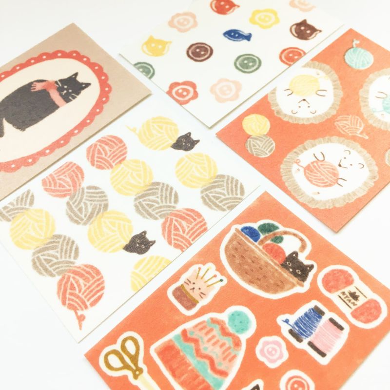 Furukawashiko Winter Limited Edition Sticker Pack - Cat and Yarn QA14