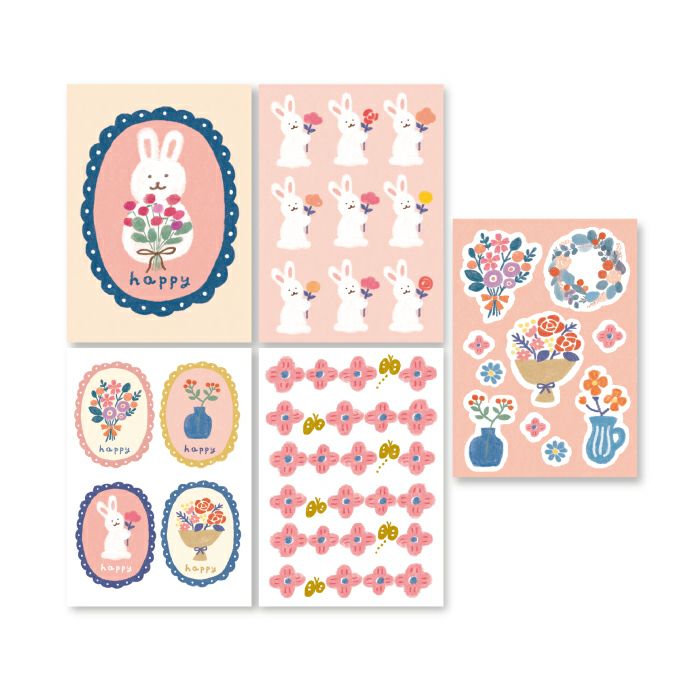 Furukawashiko Winter Limited Edition Sticker Pack - Rabbit and Flower QA16