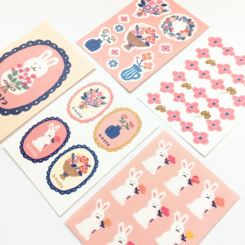 Furukawashiko Winter Limited Edition Sticker Pack - Rabbit and Flower QA16
