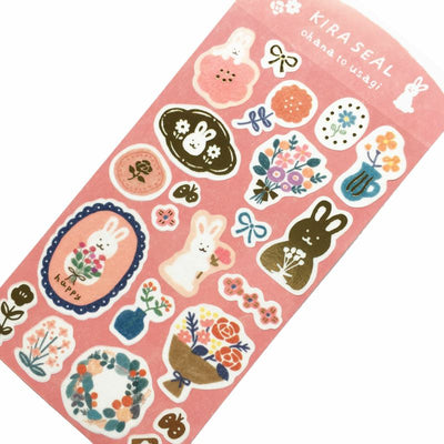 Furukawashiko Winter Limited Edition Sticker - Rabbit and Flower QS176