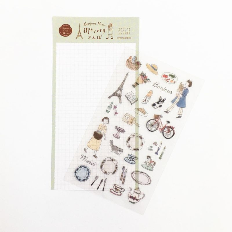 Furukawashiko Bonjour Paris Clear Sticker - Picnic and Antique QS197