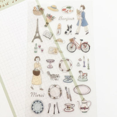 Furukawashiko Bonjour Paris Clear Sticker - Picnic and Antique QS197