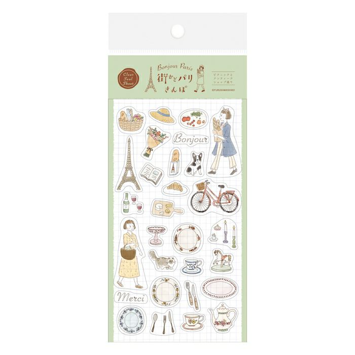 Furukawashiko Bonjour Paris Clear Sticker - Picnic and Antique QS197