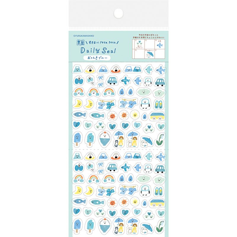 Furukawashiko Watashi-biyori Daily Seal - Blue Clear Sticker QS268