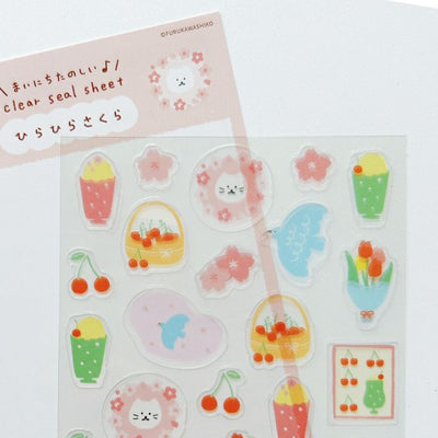 Furukawashiko Spring Limited Edition Clear Sticker - Cat and Sakura QS271