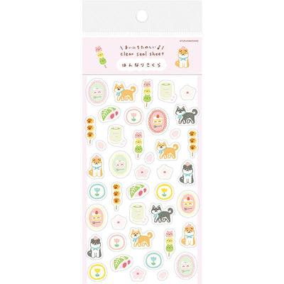 Furukawashiko Spring Limited Edition Clear Sticker - Shiba Dog and Wagashi QS272