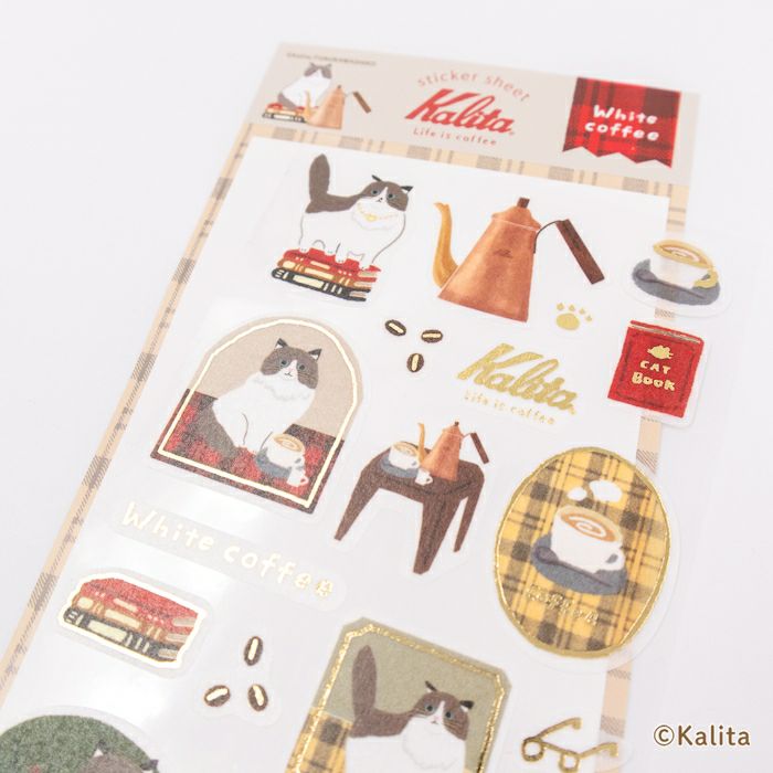 Furukawashiko x Kalita Life is Coffee Gold Foil Sticker - White Coffee QS305