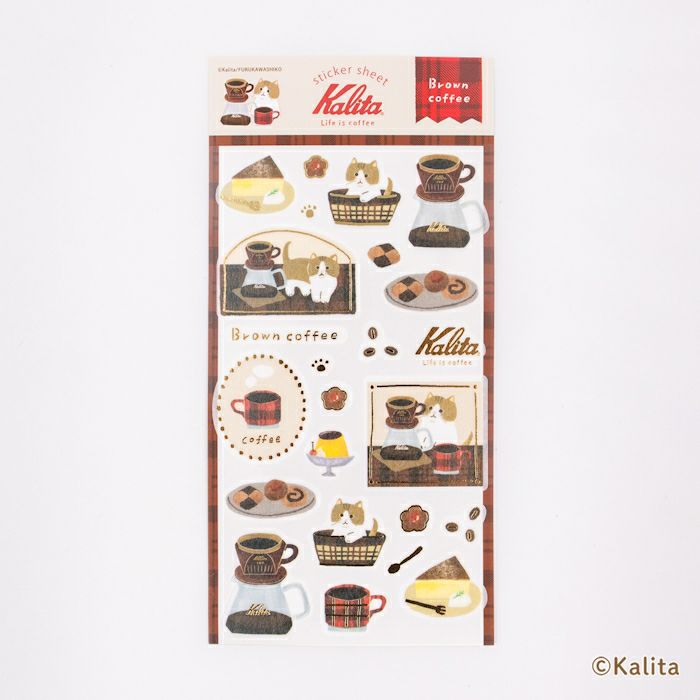 Furukawashiko x Kalita Life is Coffee Gold Foil Sticker - Brown Coffee QS307